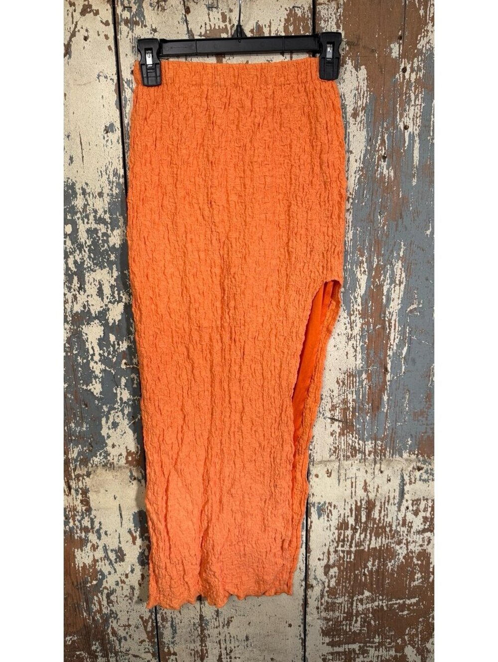 Orange Textured Maxi Skirt with Side Slit Ownley size XS